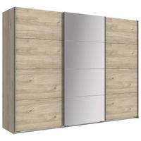 GARDEROB MED SKJUTDÖRRAR 270/210/65 cm 2-dörrar - valnöt hickory/aluminiumfärg, Design, metall/trämaterial (270/210/65cm) - Carryhome