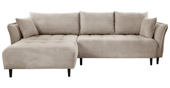 ECKSOFA Creme Chenille  - Creme/Schwarz, KONVENTIONELL, Holz/Textil (160/290cm) - Carryhome