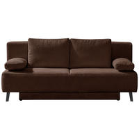 SCHLAFSOFA  mit Fußauswahl, Stoffauswahl, Rücken echt Cord Schlammfarben  - Schlammfarben/Schwarz, MODERN, Textil/Metall (193/85/88cm) - Novel