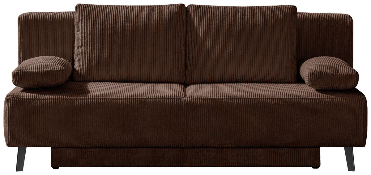 SCHLAFSOFA  mit Fußauswahl, Stoffauswahl, Rücken echt Cord Schlammfarben  - Schlammfarben/Schwarz, MODERN, Textil/Metall (193/85/88cm) - Novel