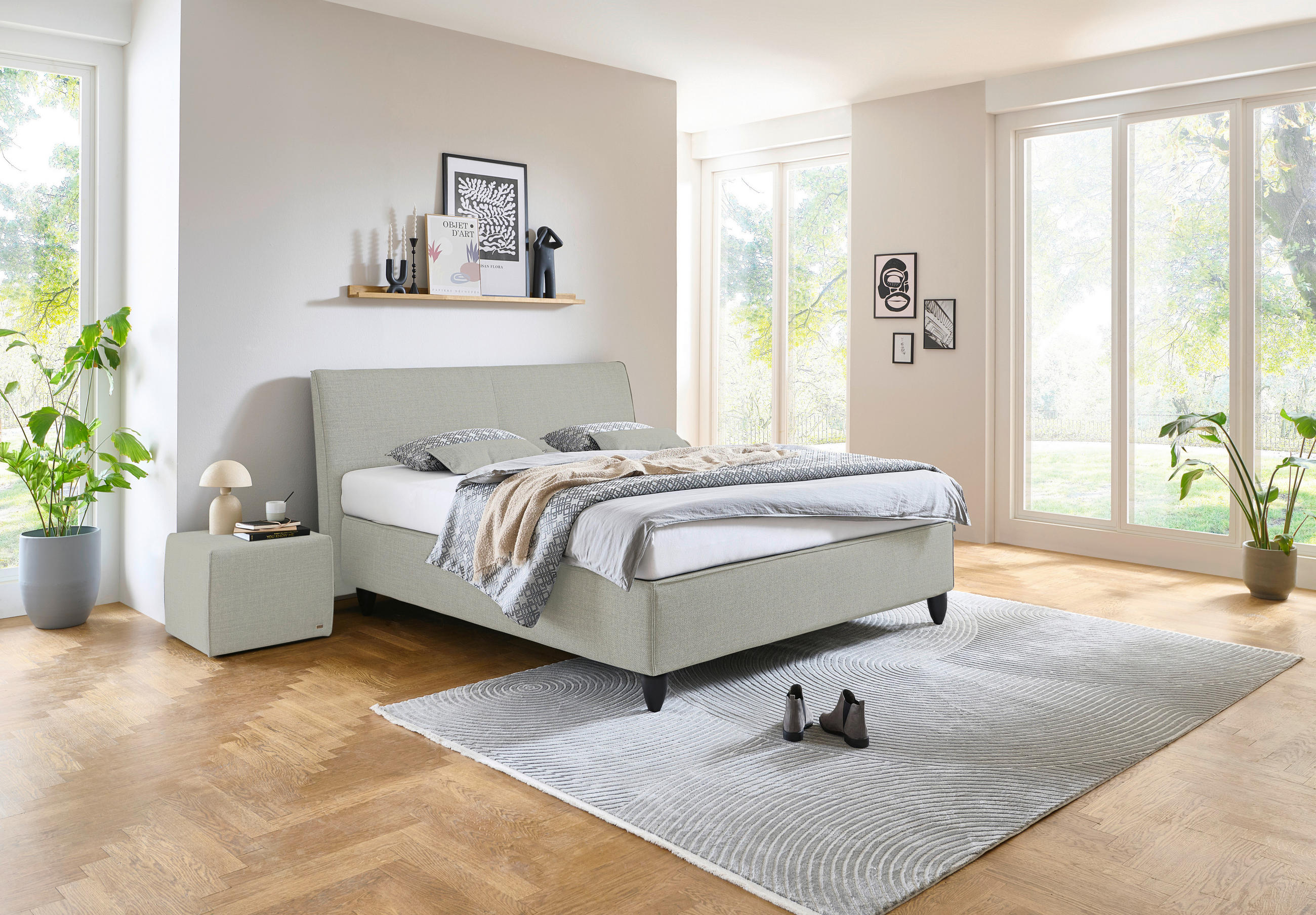 BOXSPRINGBETT 180/200 cm  in Grau  - Schwarz/Grau, Design, Holzwerkstoff/Kunststoff (180/200cm) - RUF Betten