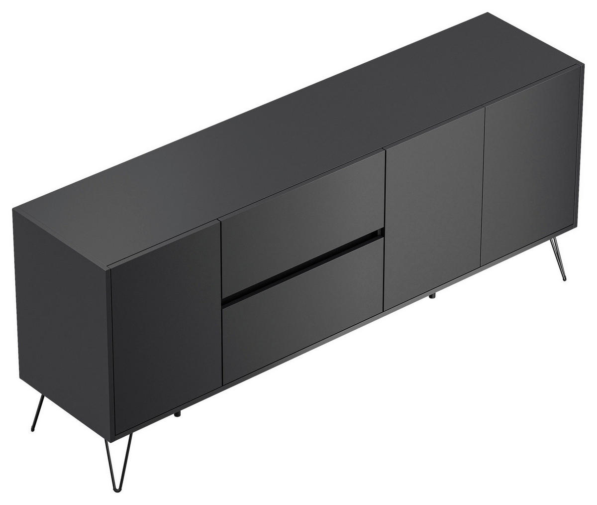 SIDEBOARD Posseik Industrial 177/75,8/42 cm 2 Schublade(n)  - Graphitfarben/Schwarz, Design, Holzwerkstoff/Metall (177/75,8/42cm) - MID.YOU