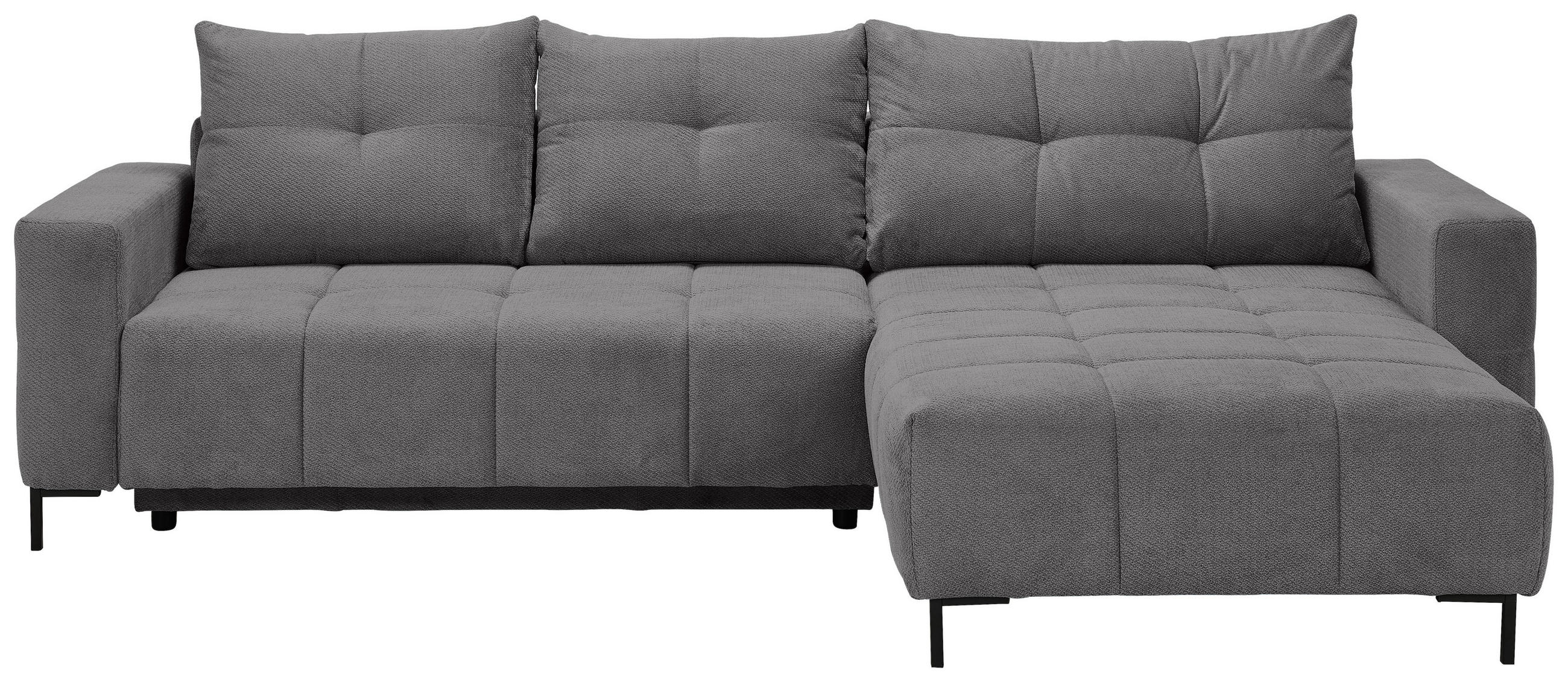 ECKSOFA Hellgrau Webstoff  - Hellgrau/Schwarz, KONVENTIONELL, Textil/Metall (292/192cm) - Carryhome
