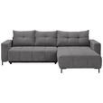 ECKSOFA Hellgrau Webstoff Rückenkissen, Bettkasten, Schlaffunktion, Rücken echt, Liegefläche im Originalstoff  - Hellgrau/Schwarz, KONVENTIONELL, Textil/Metall (292/192cm) - Carryhome