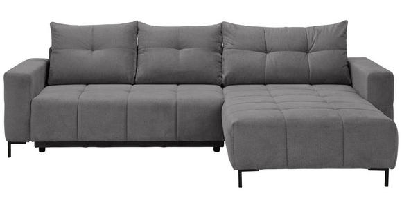 ECKSOFA Hellgrau Webstoff Rückenkissen, Bettkasten, Schlaffunktion, Rücken echt, Liegefläche im Originalstoff  - Hellgrau/Schwarz, KONVENTIONELL, Textil/Metall (292/192cm) - Carryhome