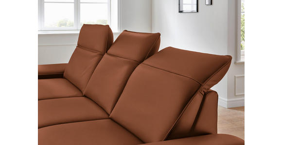 ECKSOFA in Echtleder Cognac 193/328 cm - Cognac/Schwarz, Design, Leder/Metall (193/328cm) - Dieter Knoll