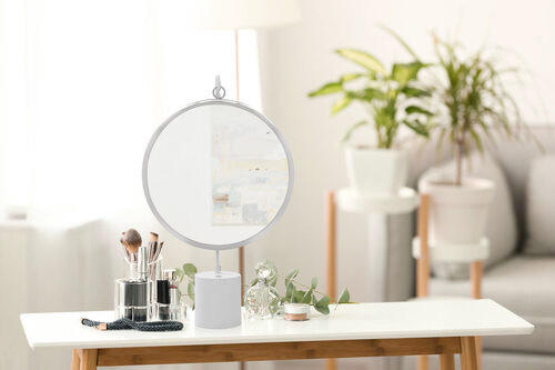 SCHMINKSPIEGEL     - Weiss/Silberfarben, Lifestyle, Glas/Metall (41/75/14cm) - Kayoom