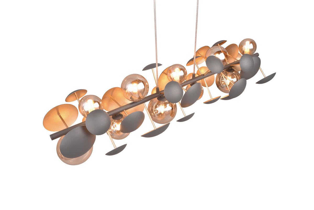 PENDELLEUCHTE Bubble 100/22/150 cm   - Anthrazit/Bernsteinfarben, LIFESTYLE, Glas/Metall (100/22/150cm) - Trio Leuchten