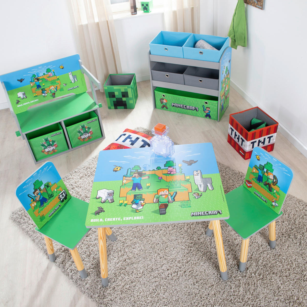 DĚTSKÝ VĚŠÁK NA OBLEČENÍ  - vícebarevná, Moderní, kompozitní dřevo (45/13/1,5cm) - Minecraft