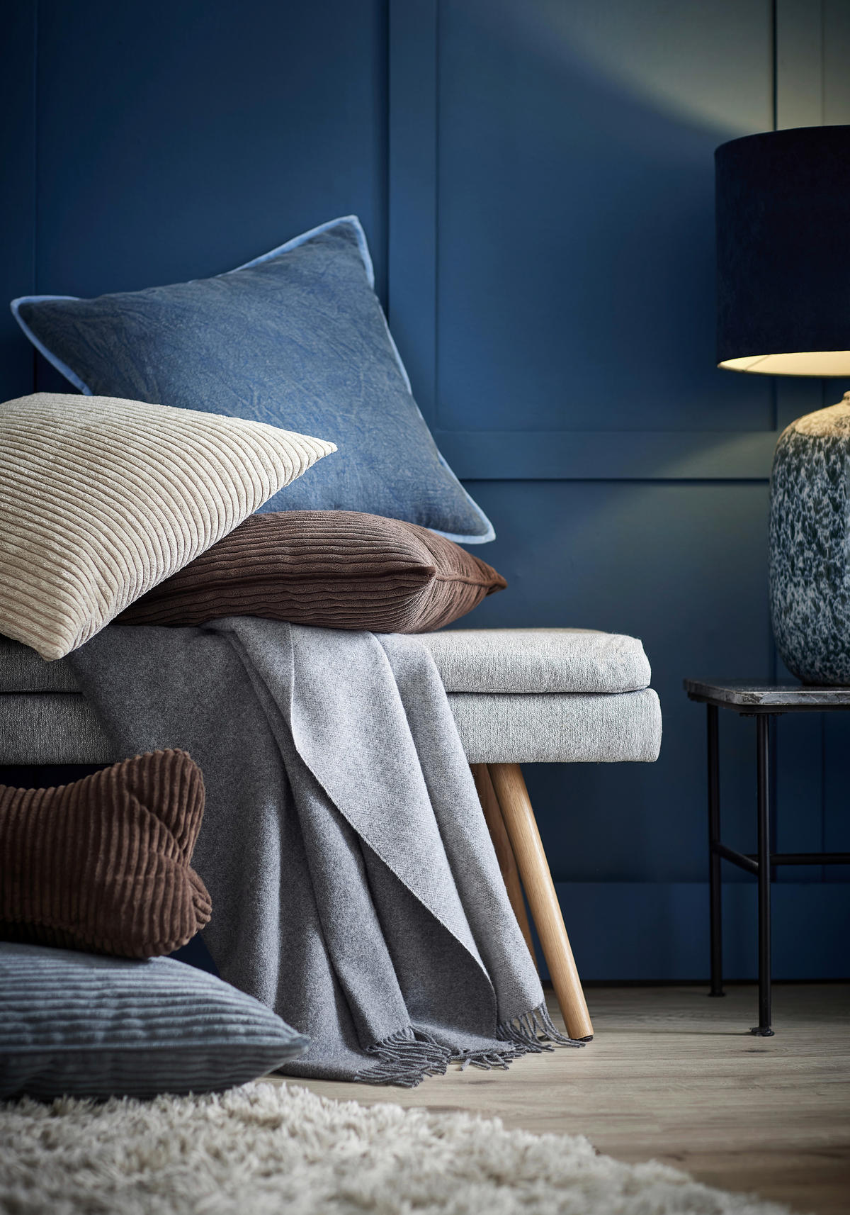 ZIERKISSEN Winter 2026  - Blau, Basics, Textil (45/45cm) - FYNCH-HATTON
