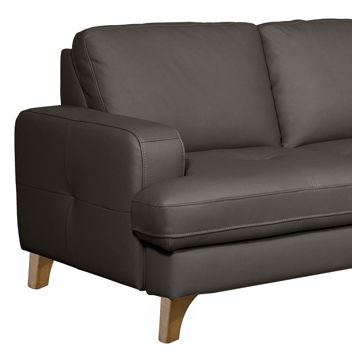 ECKSOFA Lederlook Echtleder Dunkelbraun  - Dunkelbraun/Buchefarben, Design, Leder/Holz (234/190cm) - Livetastic