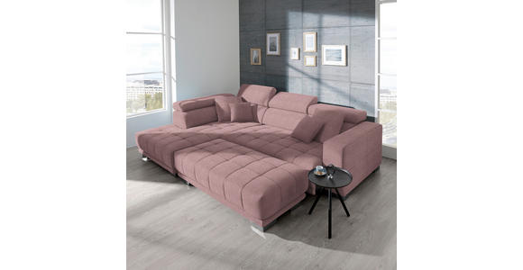 ECKSOFA in Mikrofaser Rosa  - Chromfarben/Rosa, Design, Textil/Metall (207/301cm) - Xora