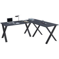 ECKSCHREIBTISCH 190/80/76 cm  in Schwarz, Anthrazit  - Anthrazit/Silberfarben, MODERN, Holzwerkstoff/Metall (190/80/76cm) - MID.YOU