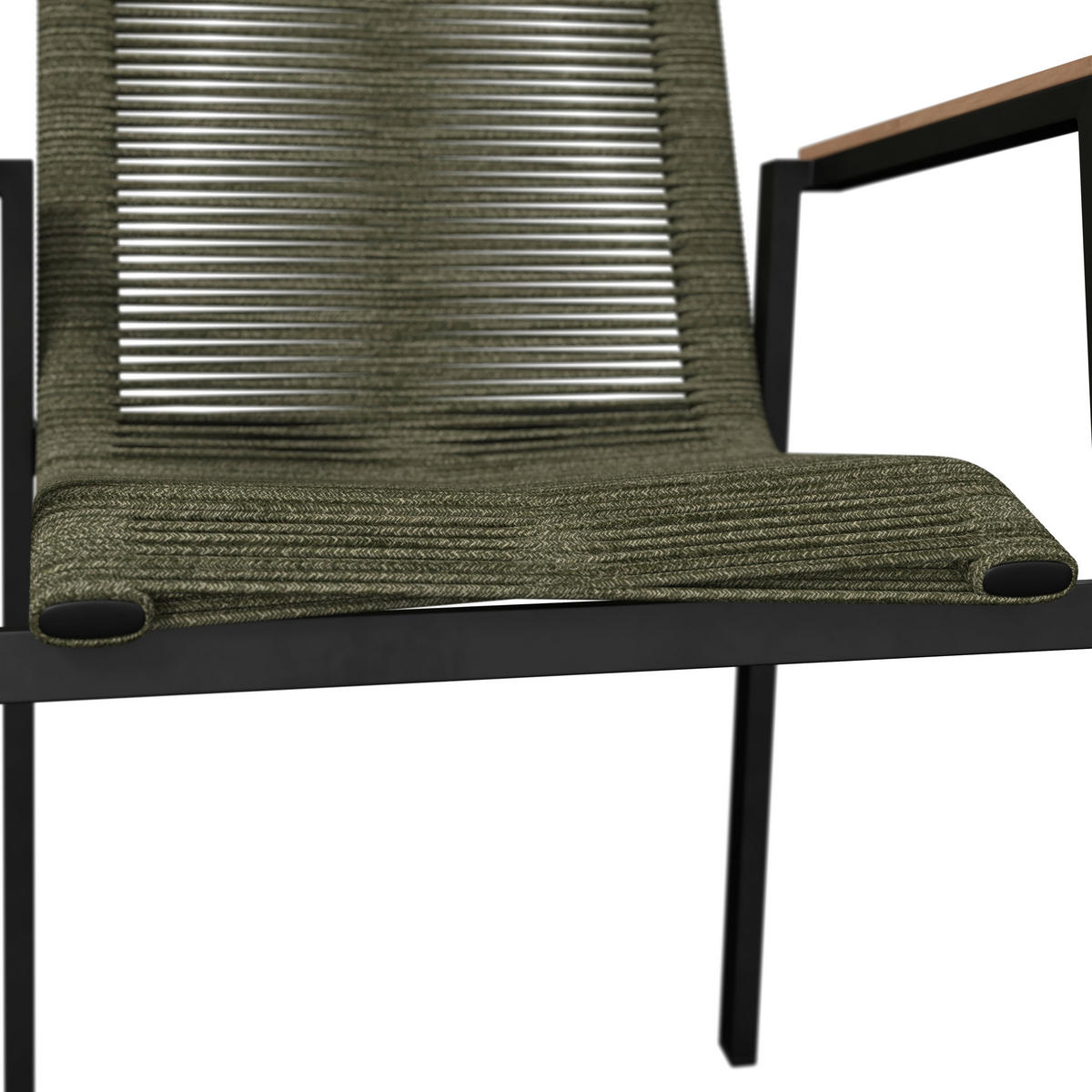 STAPELSESSEL Teakholz Aluminium Anthrazit, Grün, Teakfarben  - Anthrazit/Grün, Design, Holz/Textil (56/90/66cm) - Amatio