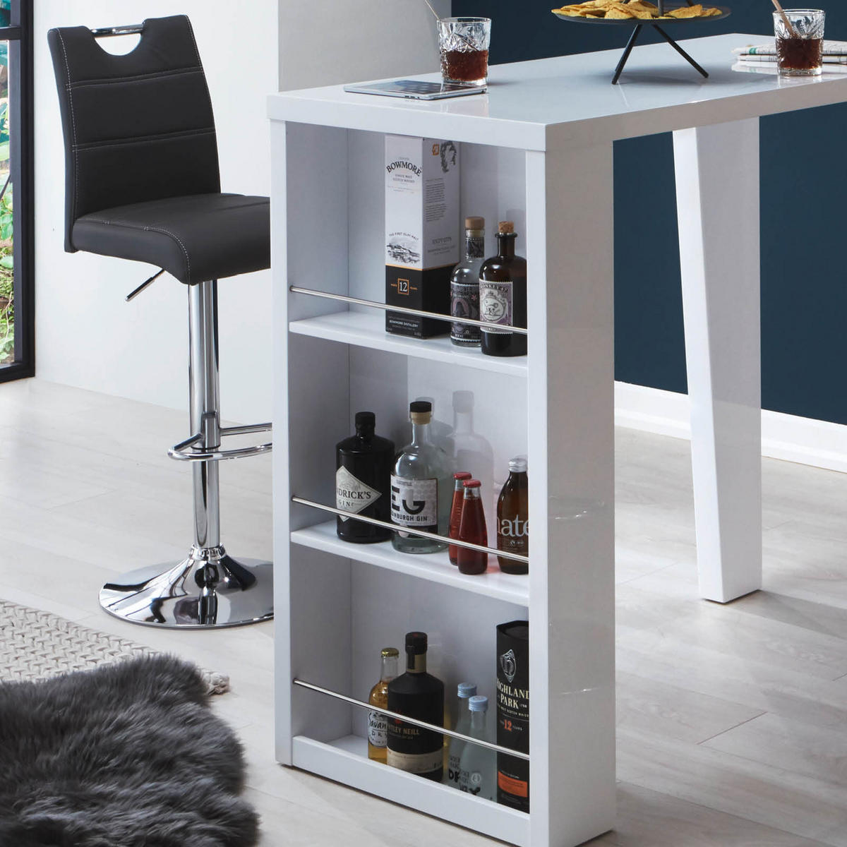 BARHOCKER-SET in Grau  - Chromfarben/Weiß, MODERN, Textil/Metall (38/97-119/50cm) - MID.YOU
