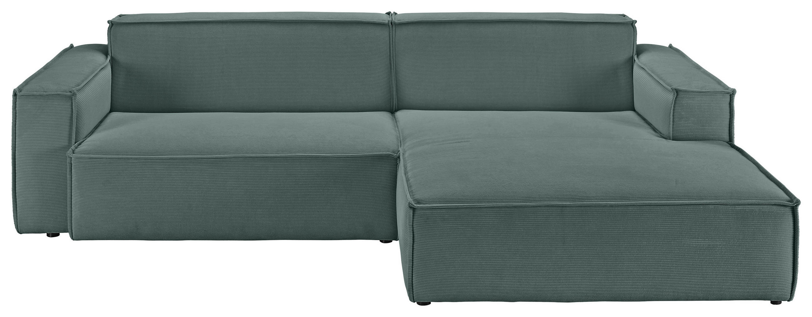 ECKSOFA Grün Feincord  - Schwarz/Grün, KONVENTIONELL, Kunststoff/Textil (276/168cm) - Hom`in