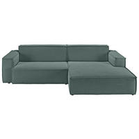 ECKSOFA in Feincord Grün  - Schwarz/Grün, Konventionell, Kunststoff/Textil (276/168cm) - Hom`in