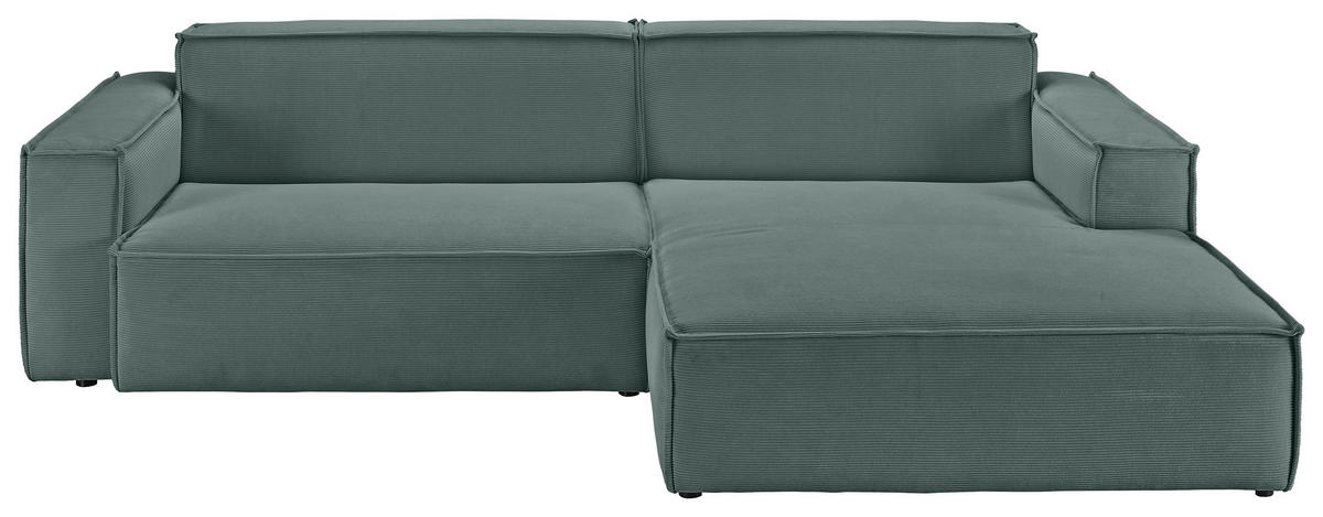 ECKSOFA in Feincord Grün  - Schwarz/Grün, Konventionell, Kunststoff/Textil (276/168cm) - Hom`in