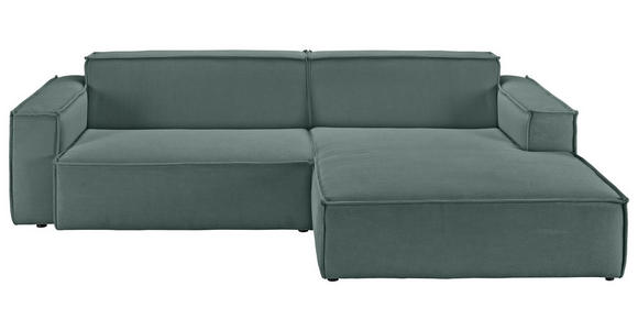 ECKSOFA in Feincord Grün  - Schwarz/Grün, KONVENTIONELL, Kunststoff/Textil (276/168cm) - Hom`in