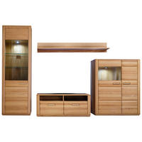 WOHNWAND  in Kernbuche  319/209/51 cm  - Silberfarben/Buchefarben, Design, Glas/Holz (319/209/51cm) - Livetastic