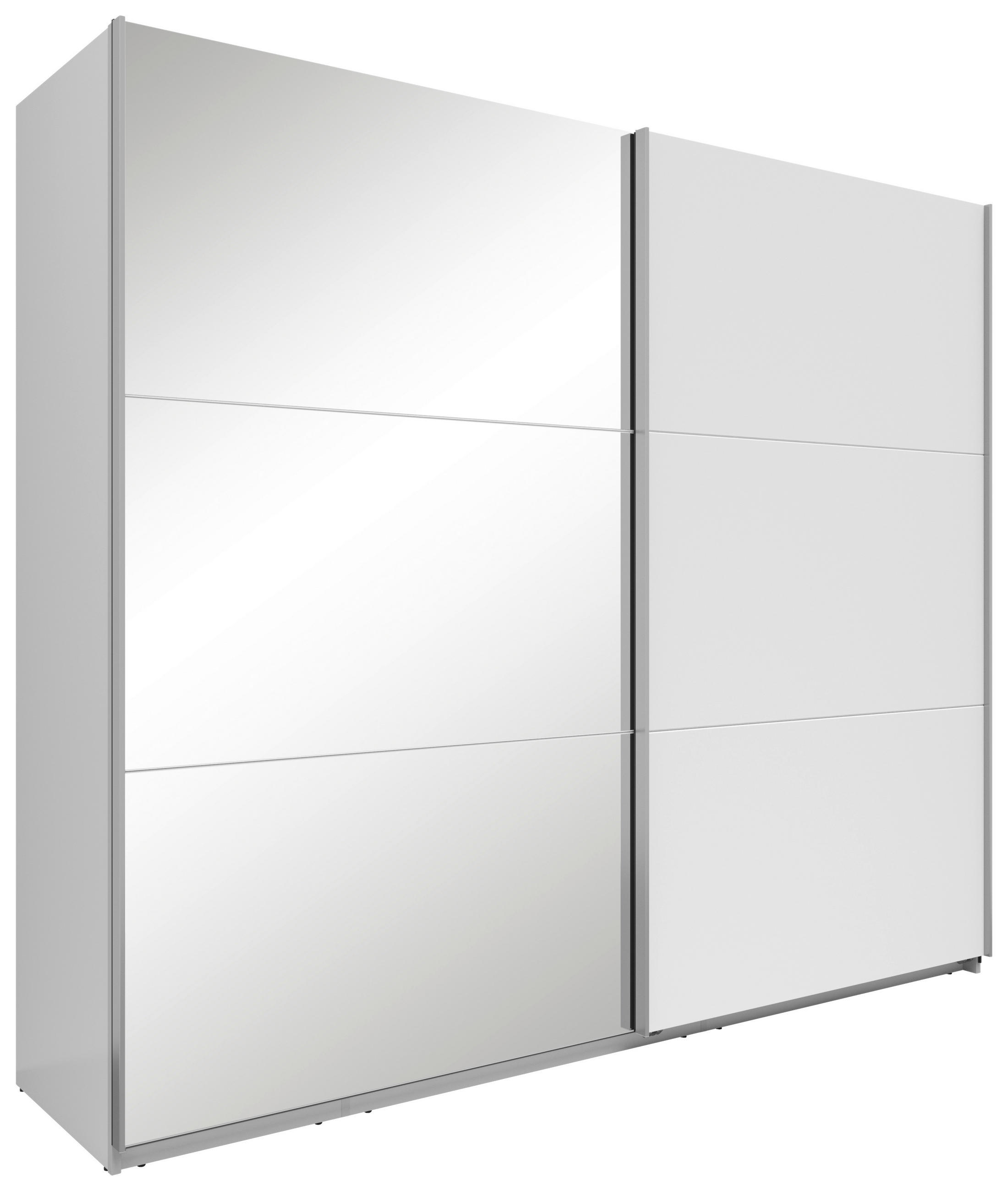 SCHWEBETÜRENSCHRANK  in Weiß  - Silberfarben/Weiß, Basics, Glas/Holzwerkstoff (250/216/64cm) - Boxxx