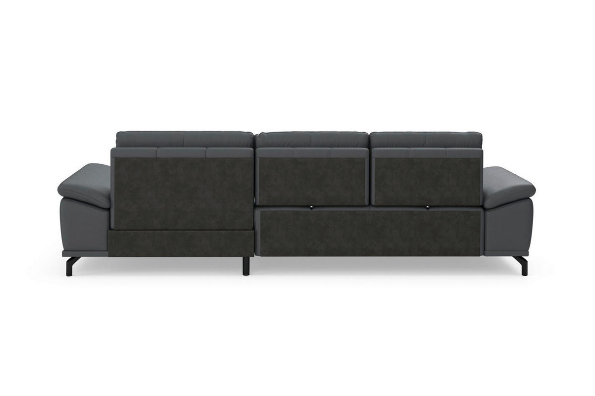 ROHOVÁ SEDAČKA, textil, koža, čierna - čierna, Basics, kov/koža (301/176cm) - Sit & More