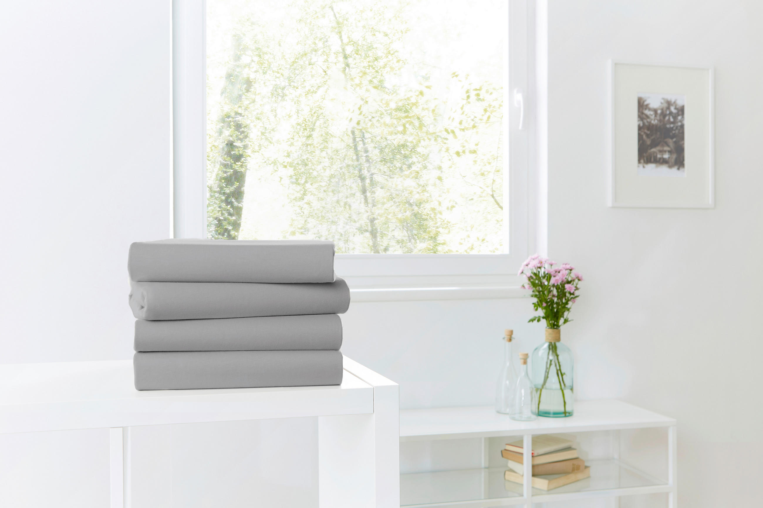 SPANNLEINTUCH 150/200 cm Jersey  - Dunkelgrau, Basics, Textil (150/200cm)