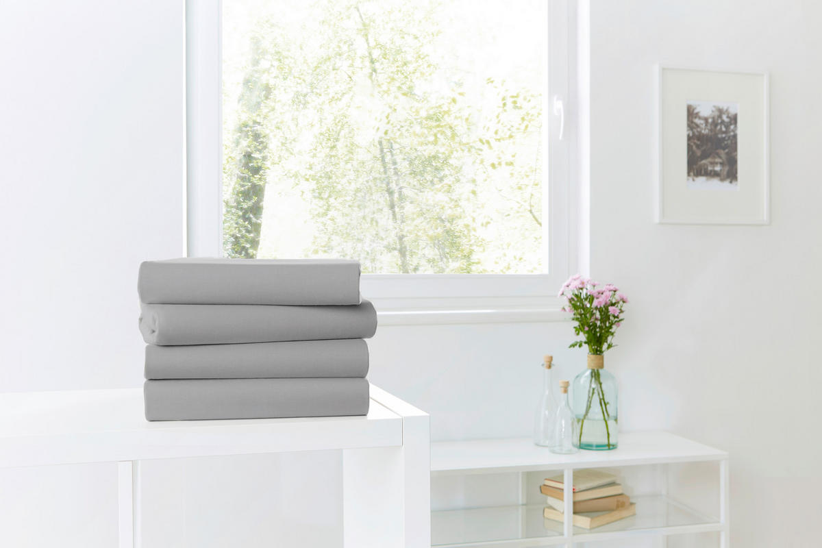 SPANNLEINTUCH 150/200 cm Jersey  - Dunkelgrau, Basics, Textil (150/200cm)