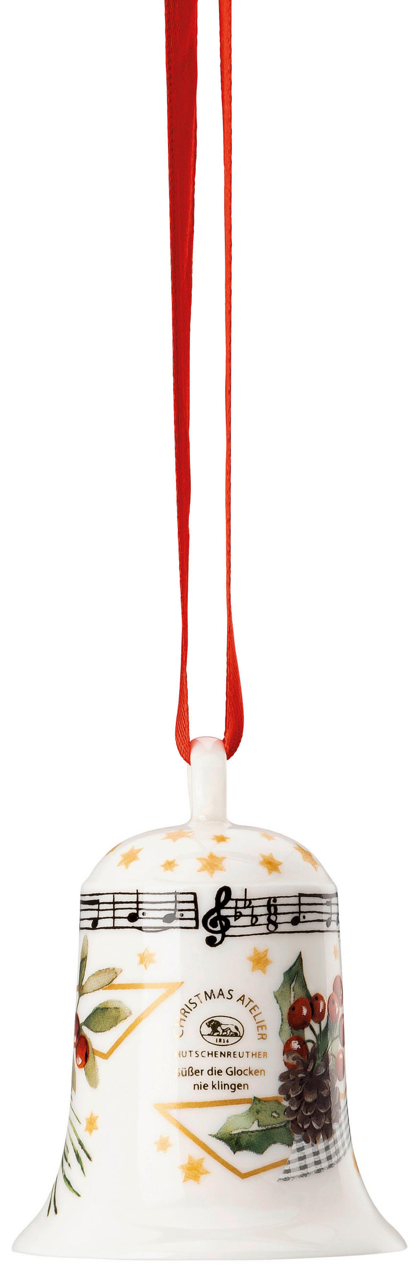 Porzellanglocke 2024 Weihnachtslieder 2024  - Dunkelgrün/Weiß, MODERN, Keramik (5,3/7,5cm) - Hutschenreuther