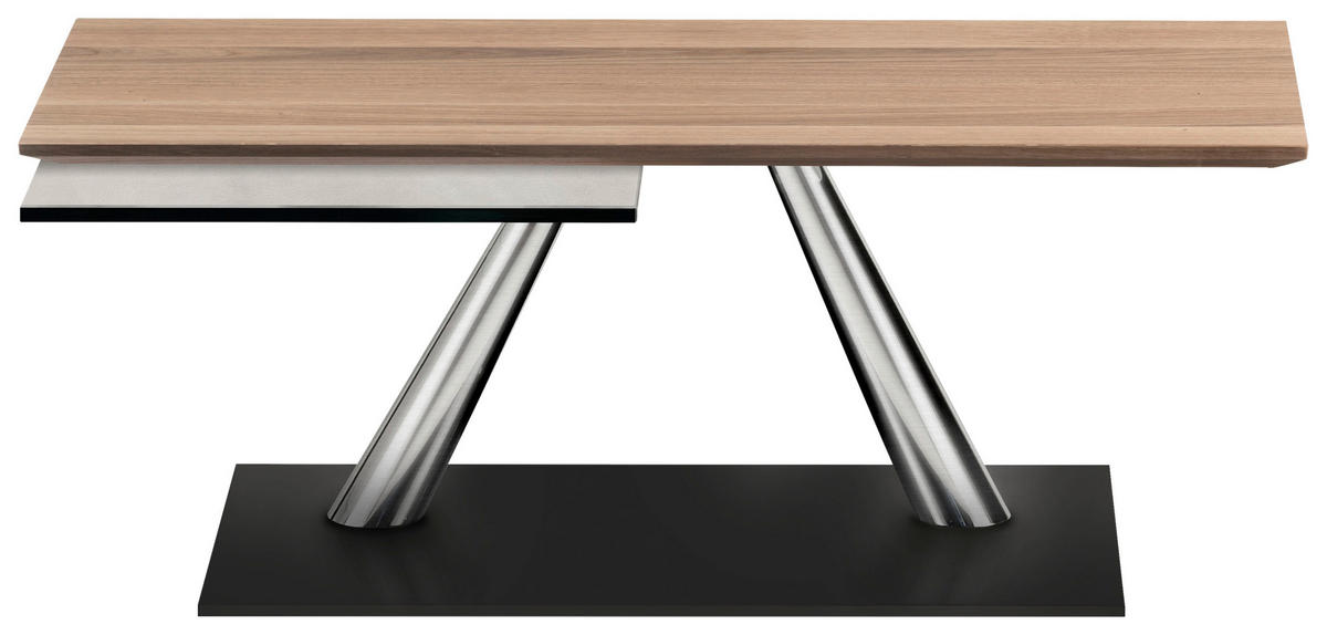 COUCHTISCH Holz, Metall, Keramik 96-142/56/40 cm  - Eichefarben/Schwarz, Design, Glas/Holz (96-142/56/40cm) - Naos