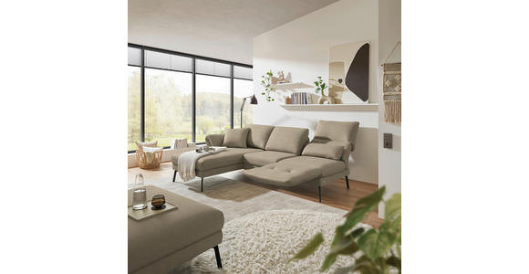 ECKSOFA  in Flachgewebe Hellbraun  175-224/255-365 cm  - Hellbraun/Schwarz, Design, Textil/Metall (175-224/255-365cm) - Dieter Knoll