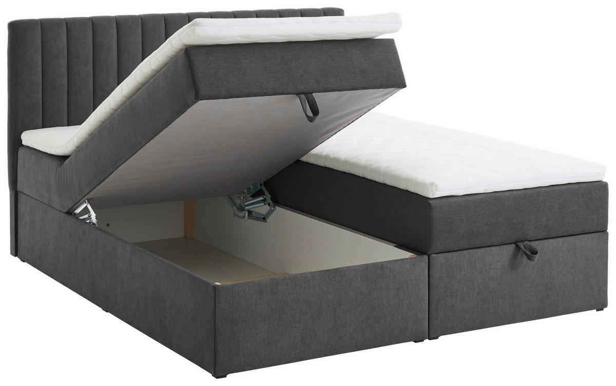 BOXBETT 160/200 cm  in Grau  - Grau, MODERN, Kunststoff/Textil (160/200cm) - MID.YOU