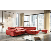 ECKSOFA Lederlook Echtleder Rot  - Chromfarben/Rot, Design, Leder/Textil (265/210cm) - Livetastic