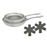 PFANNENSET Relief Passion Edelstahl 2-teilig  - Silberfarben, Basics, Metall - Johann Lafer