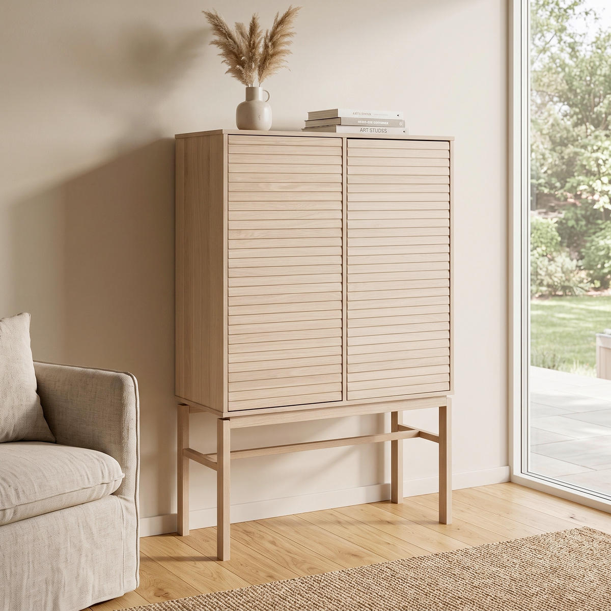 HIGHBOARD  90,8/150/40 cm  - Eichefarben/Weiß, Design, Holz/Holzwerkstoff (90,8/150/40cm) - Livetastic