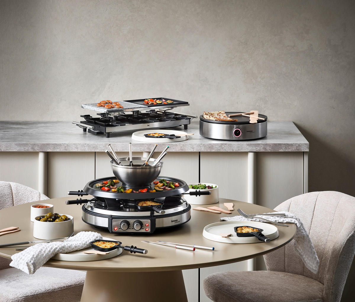 RACLETTE-GRILL  - Edelstahlfarben/Schwarz, KONVENTIONELL, Holz/Kunststoff (41/28cm) - Homeware Profession.