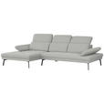 ECKSOFA Ottomane links, Eckteil  More_LZ Hellgrau Webstoff  - Hellgrau/Schwarz, Design, Textil/Metall (188/296cm) - Xora