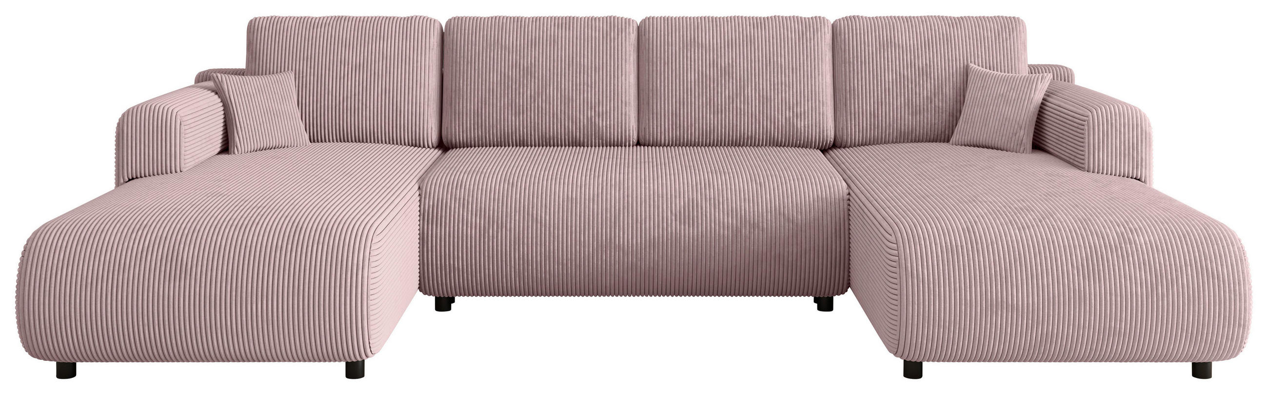 Wohnlandschaft inkl. Funktion Rosa Cord  - Schwarz/Rosa, KONVENTIONELL, Textil (200/360/200cm) - Xora