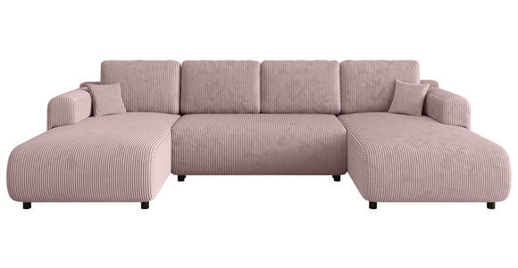 Wohnlandschaft inkl. Funktion Rosa Cord  - Schwarz/Rosa, KONVENTIONELL, Textil (200/360/200cm) - Xora