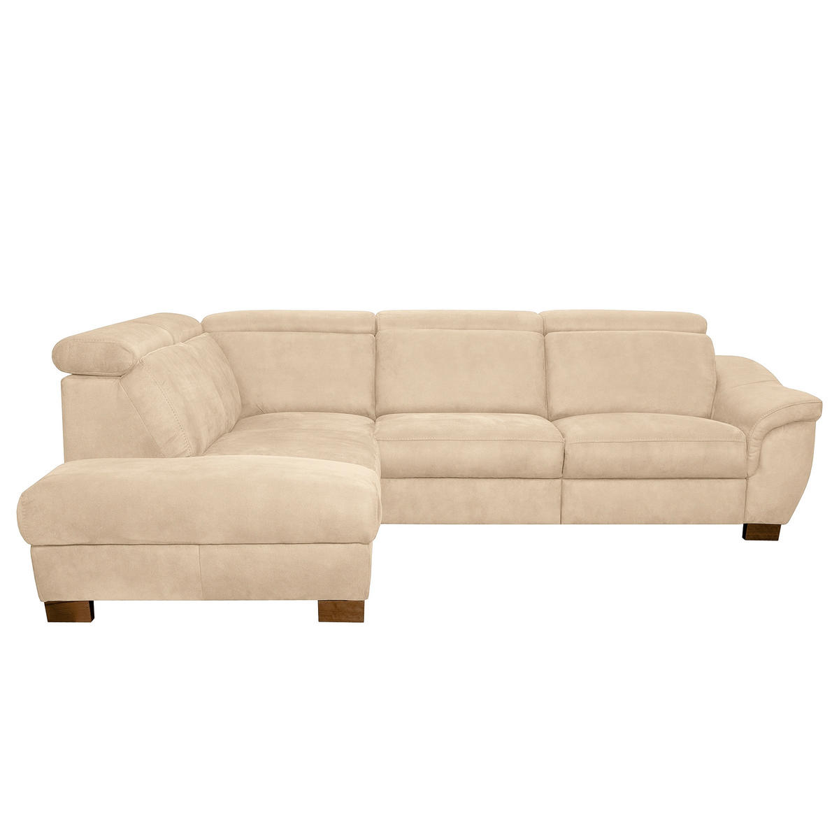 ECKSOFA TREND in Mikrofaser Beige Bettkasten, Relaxfunktion, Kopfteilverstellung  238/276 cm  - Wengefarben/Beige, Design, Holz/Textil (238/276cm) - Livetastic