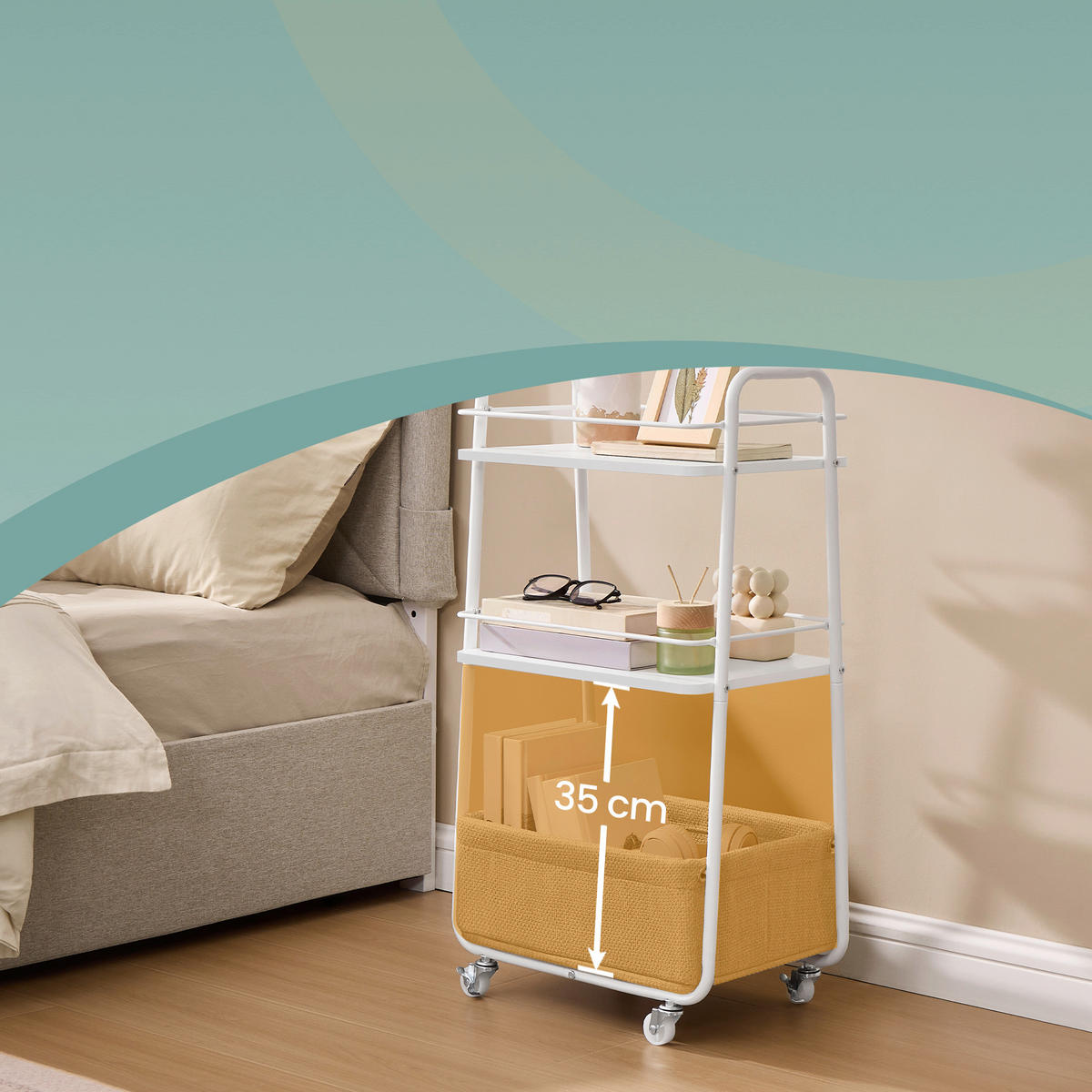 SERVIERWAGEN Weiß, Beige  - Beige/Weiß, Trend, Holzwerkstoff/Kunststoff (43/81/30cm) - Boxxx