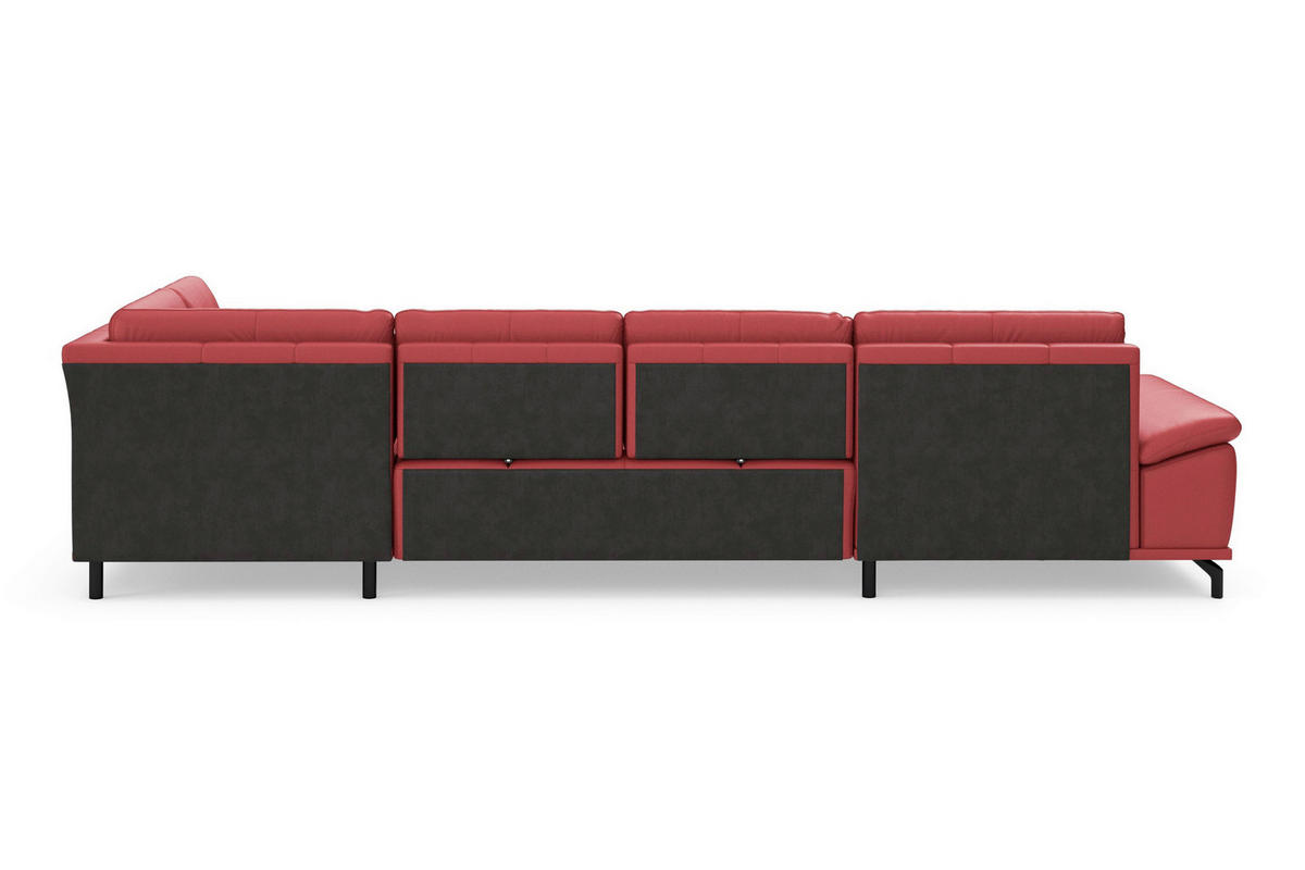 SEDACÍ SOUPRAVA, kůže, červená - černá/červená, Basics, kov/textil (176/363/223cm) - Sit & More