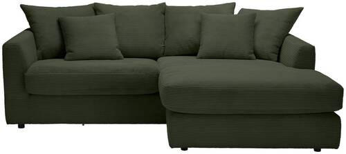 ECKSOFA in Cord Dunkelgrün  235/175 cm  - Dunkelgrün/Schwarz, Design, Kunststoff/Textil (235/175cm) - home24
