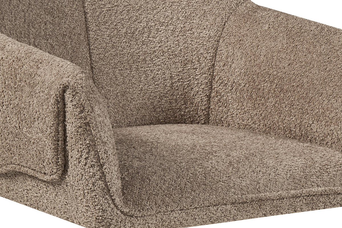 STOLIČKA S PODRÚČKAMI, buklé, sivohnedá - sivohnedá, Modern, drevo/textil (60/86,5/63,5cm) - MID.YOU