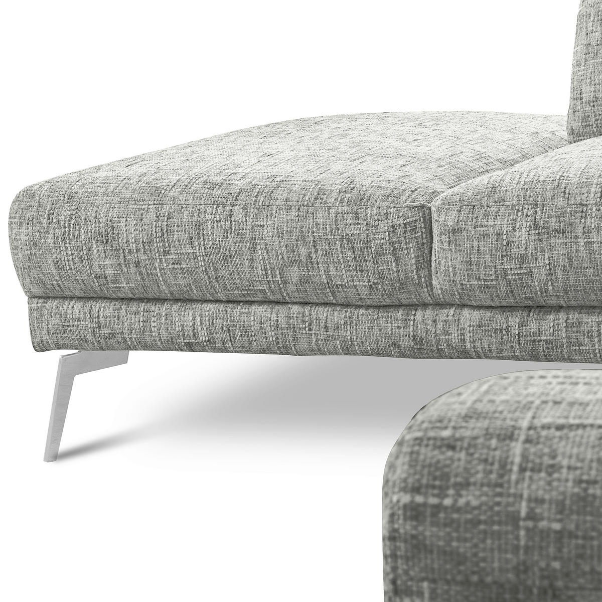 ECKSOFA  Webstoff Grau  - Chromfarben/Grau, Design, Textil/Metall (250/273cm) - Livetastic