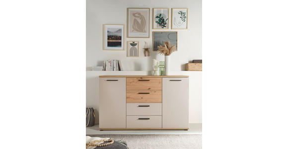 SIDEBOARD  150/92/38 cm 4 Schublade(n)  - Kaschmir/Schwarz, KONVENTIONELL, Holzwerkstoff/Kunststoff (150/92/38cm) - Xora
