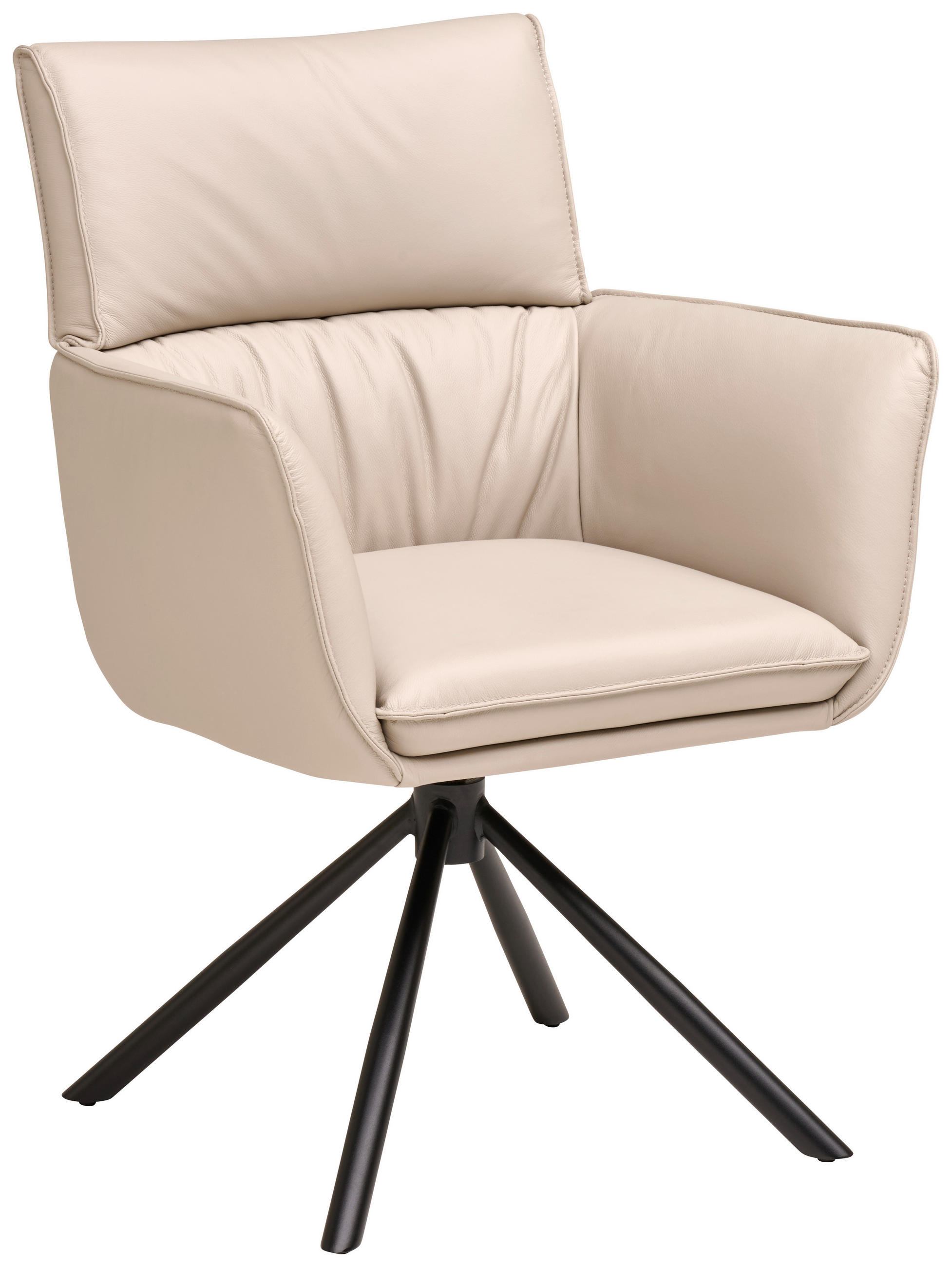 STOLICA S NASLONOM ZA RUKE  svijetlo siva  koža      - svijetlo siva/crna, Moderno, koža/metal (64/90,5/64,5cm) - Livetastic