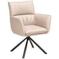 STOLICA S NASLONOM ZA RUKE  svijetlo siva  koža      - svijetlo siva/crna, Moderno, koža/metal (64/90,5/64,5cm) - Livetastic