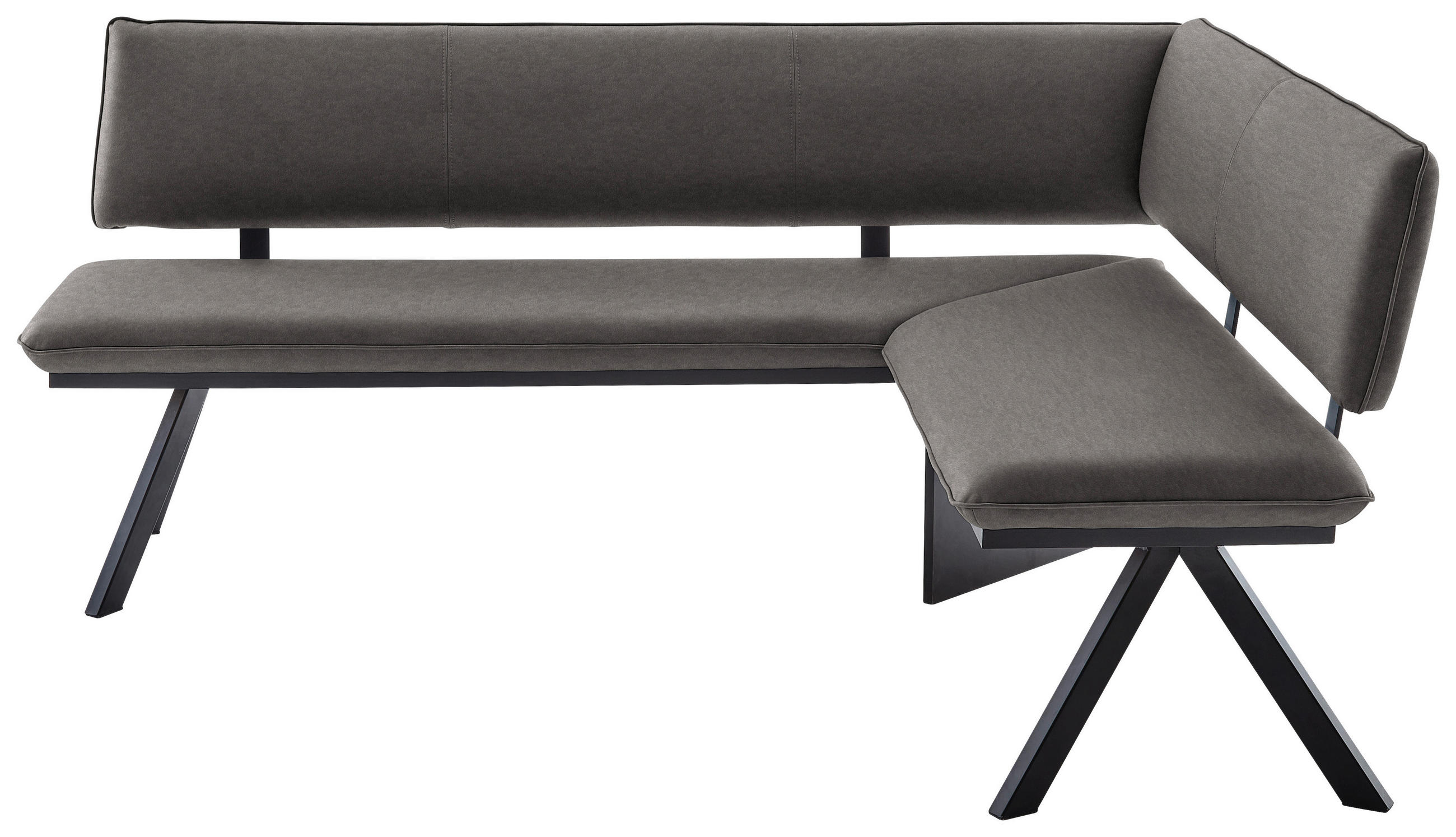 ECKBANK in Metall, Textil Schwarz, Dunkelgrau  - Dunkelgrau/Schwarz, Modern, Textil/Metall (190/150cm) - Cantus