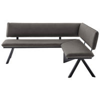 ECKBANK in Metall, Textil Schwarz, Dunkelgrau  - Dunkelgrau/Schwarz, Modern, Textil/Metall (190/150cm) - Cantus